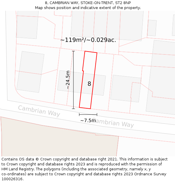 8, CAMBRIAN WAY, STOKE-ON-TRENT, ST2 8NP: Plot and title map