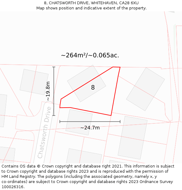 8, CHATSWORTH DRIVE, WHITEHAVEN, CA28 6XU: Plot and title map