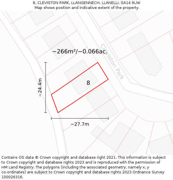 8, CLEVISTON PARK, LLANGENNECH, LLANELLI, SA14 9UW: Plot and title map