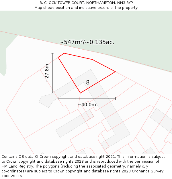 8, CLOCK TOWER COURT, NORTHAMPTON, NN3 8YP: Plot and title map