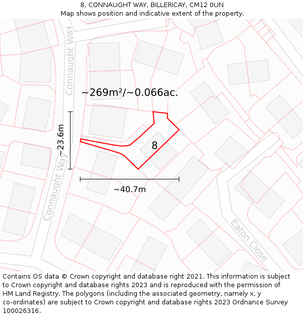 8, CONNAUGHT WAY, BILLERICAY, CM12 0UN: Plot and title map