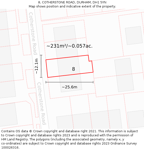 8, COTHERSTONE ROAD, DURHAM, DH1 5YN: Plot and title map