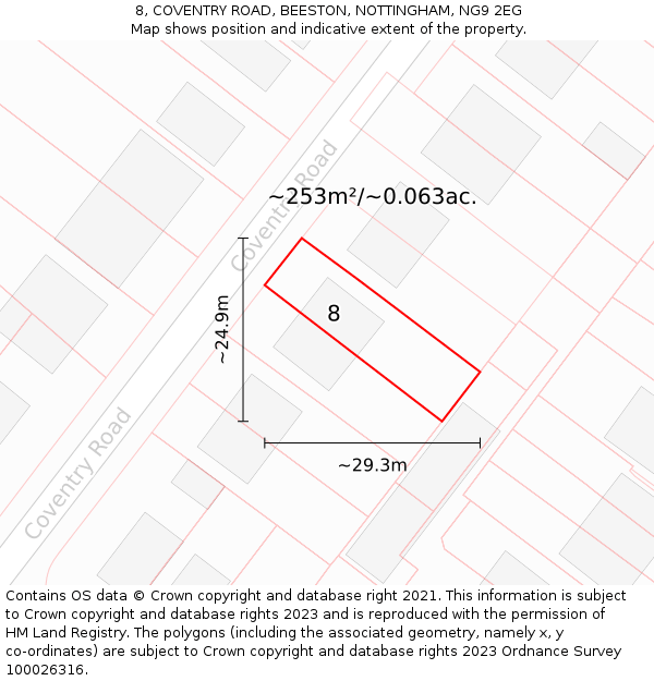 8, COVENTRY ROAD, BEESTON, NOTTINGHAM, NG9 2EG: Plot and title map