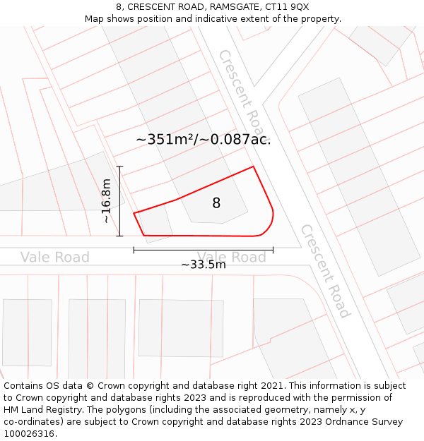 8, CRESCENT ROAD, RAMSGATE, CT11 9QX: Plot and title map