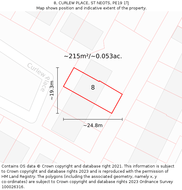 8, CURLEW PLACE, ST NEOTS, PE19 1TJ: Plot and title map