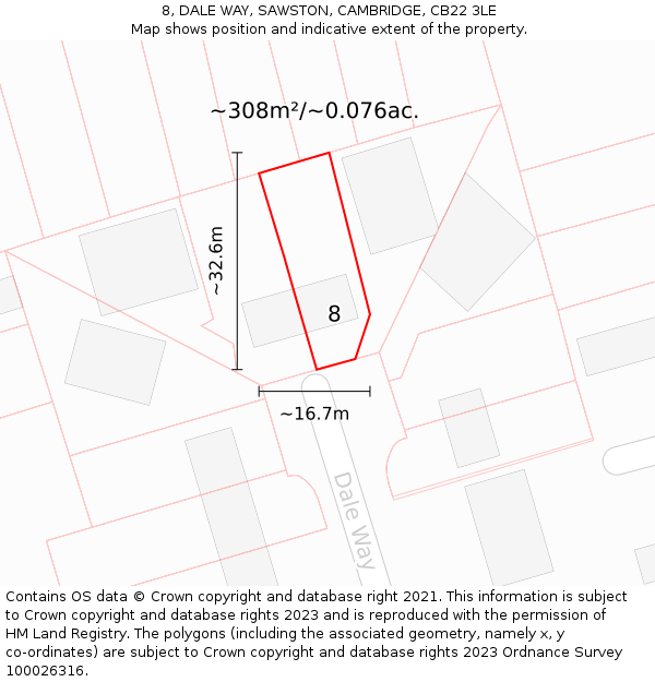 8, DALE WAY, SAWSTON, CAMBRIDGE, CB22 3LE: Plot and title map