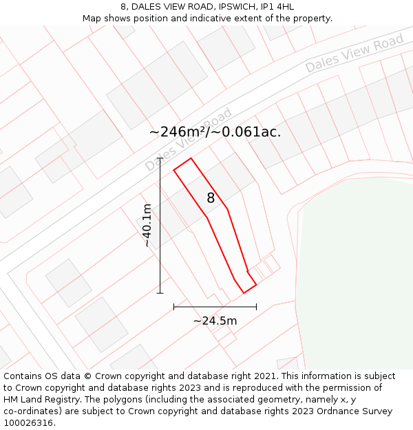 8, DALES VIEW ROAD, IPSWICH, IP1 4HL: Plot and title map