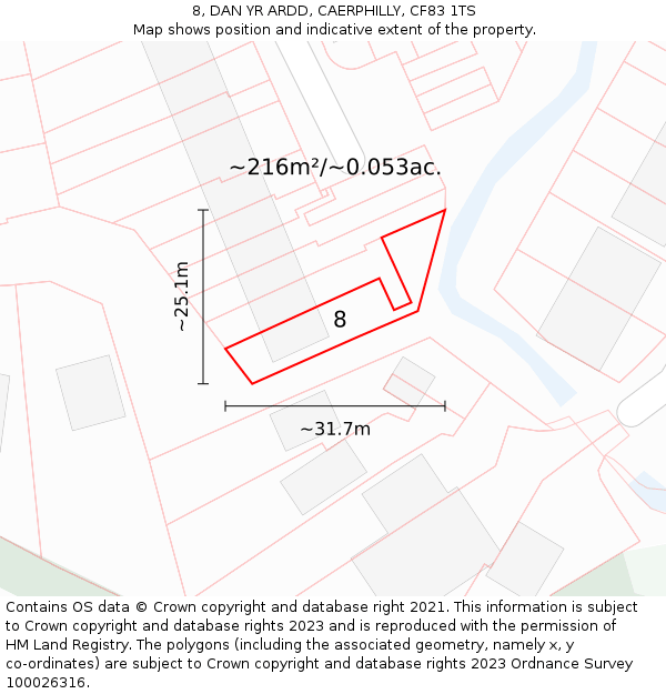 8, DAN YR ARDD, CAERPHILLY, CF83 1TS: Plot and title map