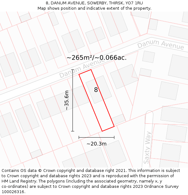8, DANUM AVENUE, SOWERBY, THIRSK, YO7 1RU: Plot and title map