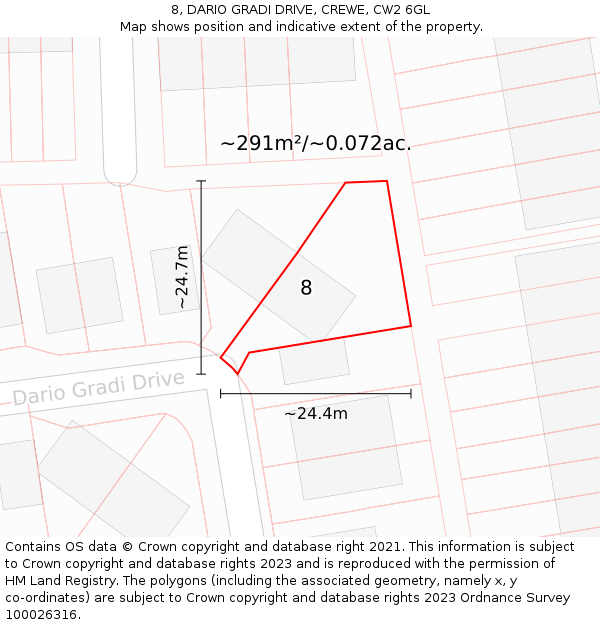 8, DARIO GRADI DRIVE, CREWE, CW2 6GL: Plot and title map