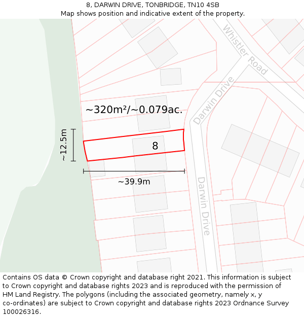 8, DARWIN DRIVE, TONBRIDGE, TN10 4SB: Plot and title map