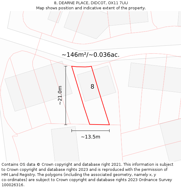 8, DEARNE PLACE, DIDCOT, OX11 7UU: Plot and title map