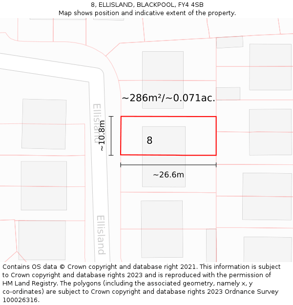 8, ELLISLAND, BLACKPOOL, FY4 4SB: Plot and title map