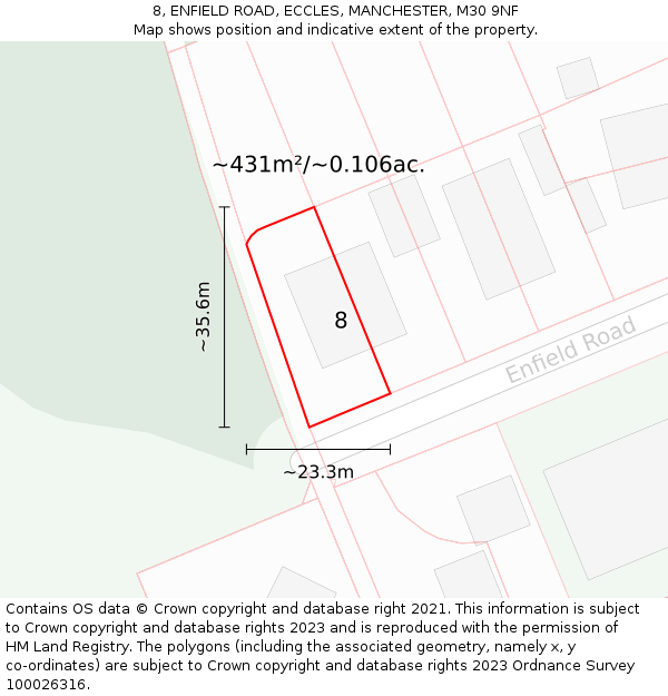 8, ENFIELD ROAD, ECCLES, MANCHESTER, M30 9NF: Plot and title map