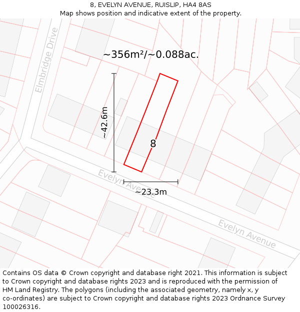 8, EVELYN AVENUE, RUISLIP, HA4 8AS: Plot and title map