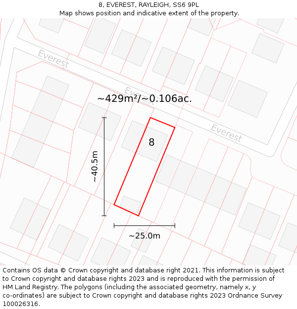 8, EVEREST, RAYLEIGH, SS6 9PL: Plot and title map