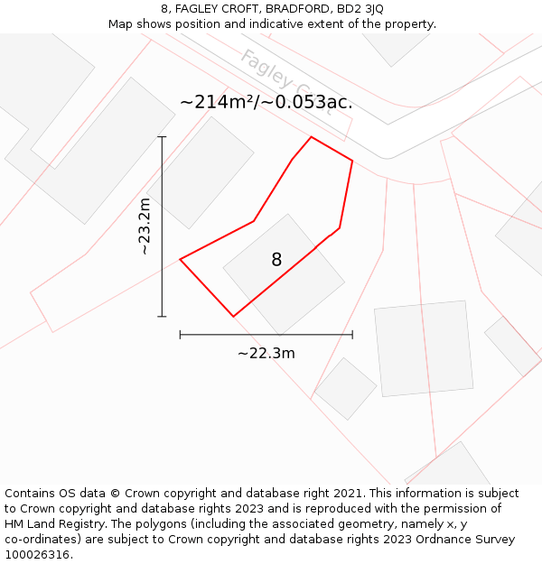 8, FAGLEY CROFT, BRADFORD, BD2 3JQ: Plot and title map