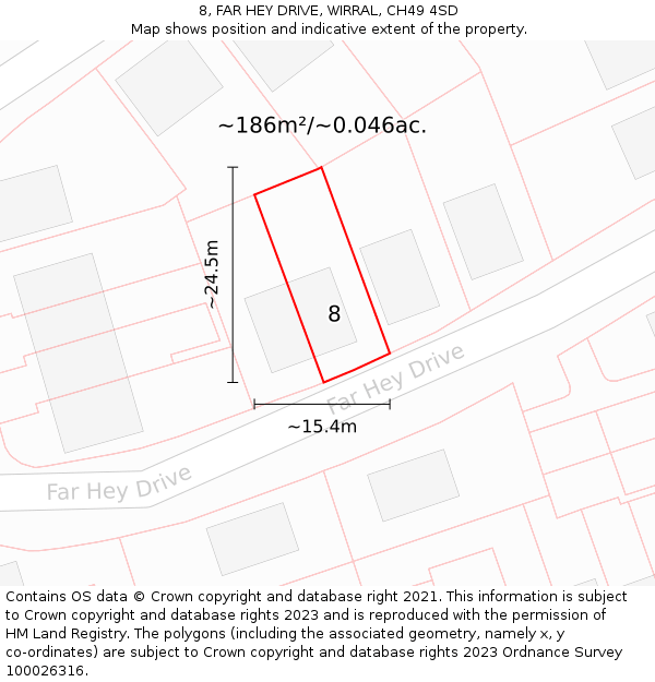 8, FAR HEY DRIVE, WIRRAL, CH49 4SD: Plot and title map