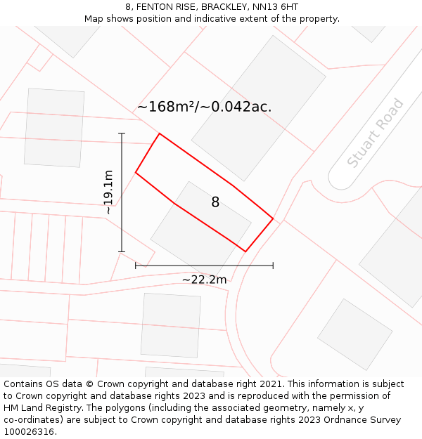 8, FENTON RISE, BRACKLEY, NN13 6HT: Plot and title map