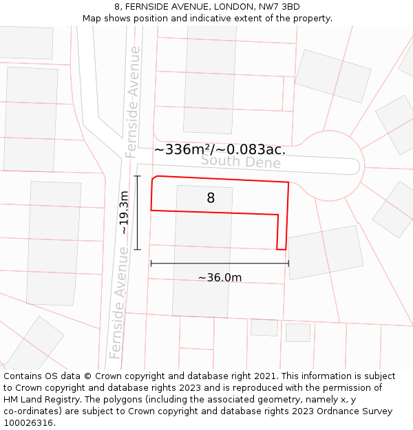 8, FERNSIDE AVENUE, LONDON, NW7 3BD: Plot and title map