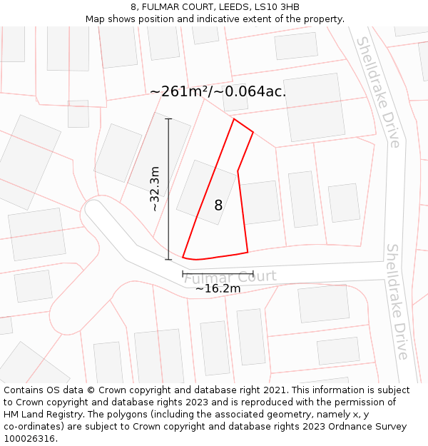 8, FULMAR COURT, LEEDS, LS10 3HB: Plot and title map