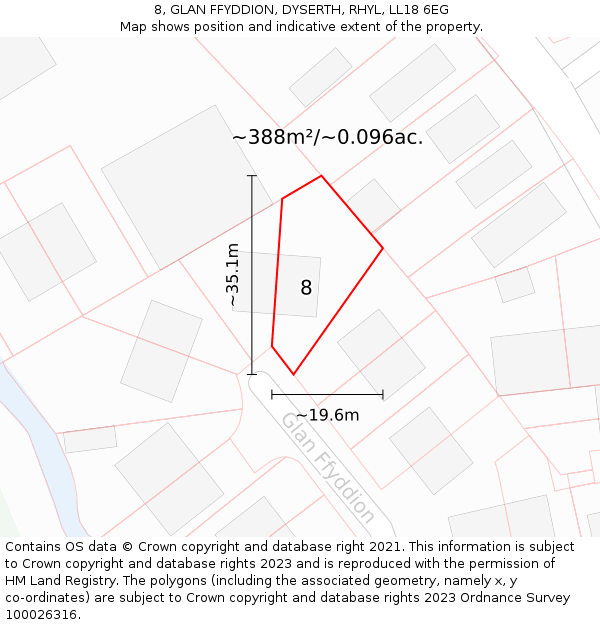 8, GLAN FFYDDION, DYSERTH, RHYL, LL18 6EG: Plot and title map