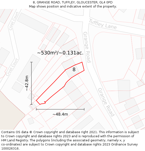 8, GRANGE ROAD, TUFFLEY, GLOUCESTER, GL4 0PD: Plot and title map