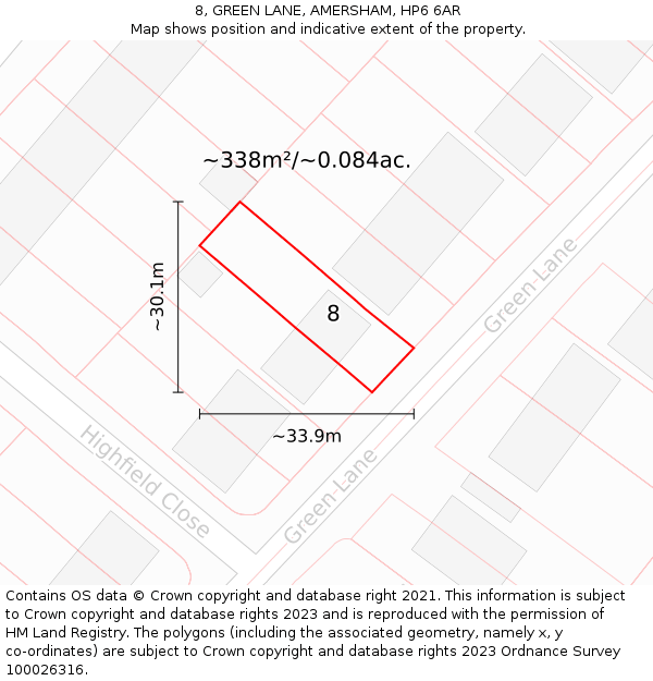 8, GREEN LANE, AMERSHAM, HP6 6AR: Plot and title map