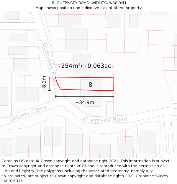 8, GUERNSEY ROAD, WIDNES, WA8 3YH: Plot and title map