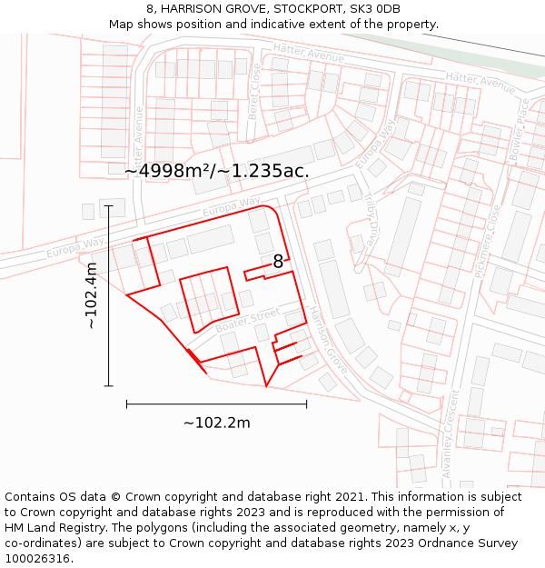 8, HARRISON GROVE, STOCKPORT, SK3 0DB: Plot and title map