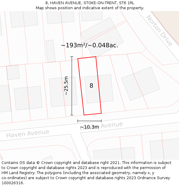 8, HAVEN AVENUE, STOKE-ON-TRENT, ST6 1RL: Plot and title map