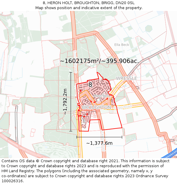 8, HERON HOLT, BROUGHTON, BRIGG, DN20 0SL: Plot and title map