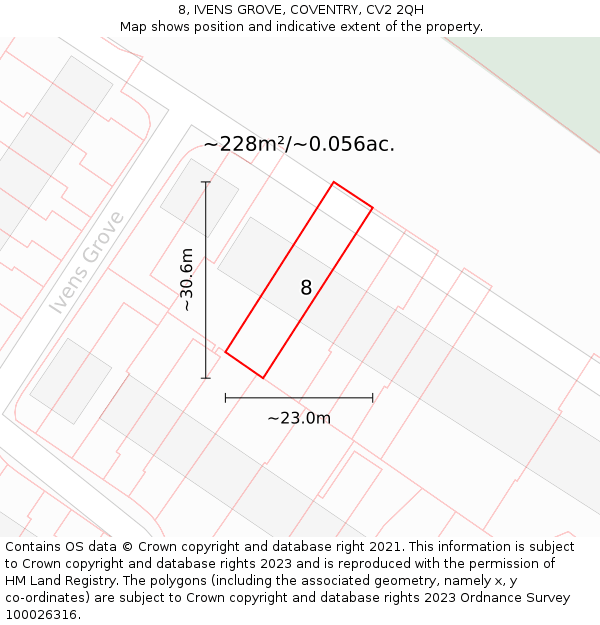 8, IVENS GROVE, COVENTRY, CV2 2QH: Plot and title map