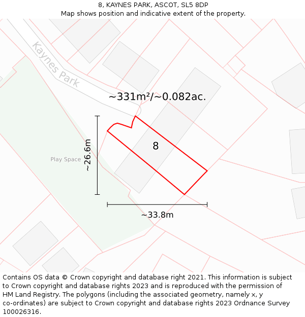 8, KAYNES PARK, ASCOT, SL5 8DP: Plot and title map