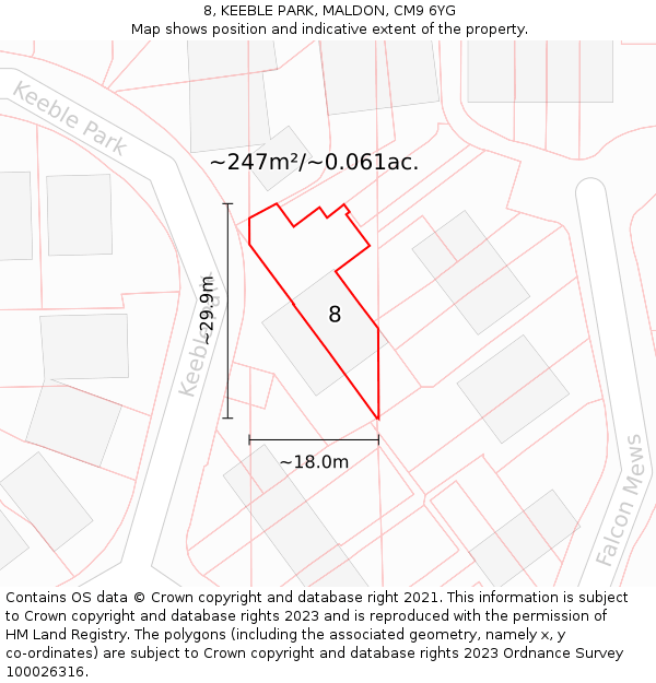 8, KEEBLE PARK, MALDON, CM9 6YG: Plot and title map