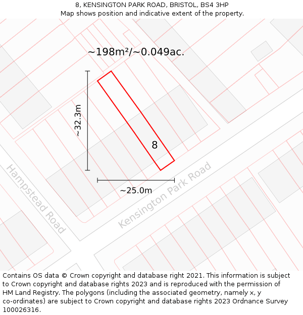 8, KENSINGTON PARK ROAD, BRISTOL, BS4 3HP: Plot and title map