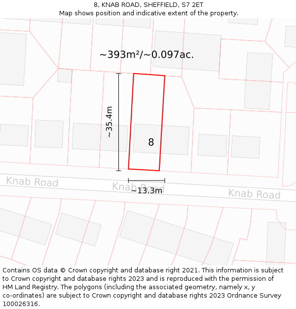 8, KNAB ROAD, SHEFFIELD, S7 2ET: Plot and title map