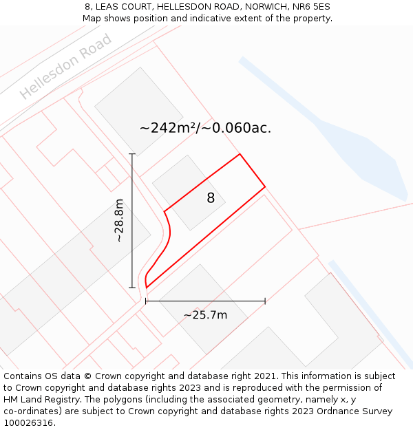 8, LEAS COURT, HELLESDON ROAD, NORWICH, NR6 5ES: Plot and title map