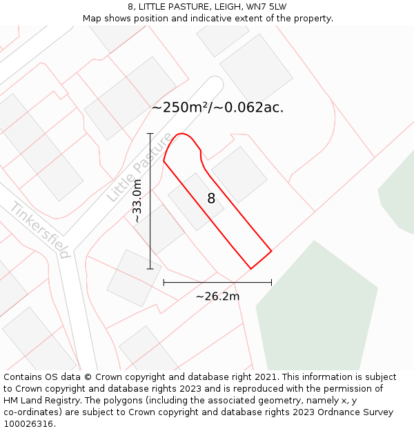 8, LITTLE PASTURE, LEIGH, WN7 5LW: Plot and title map