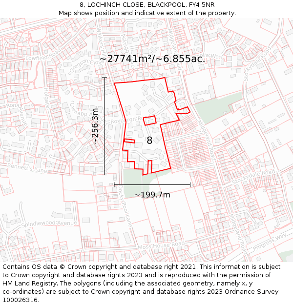 8, LOCHINCH CLOSE, BLACKPOOL, FY4 5NR: Plot and title map