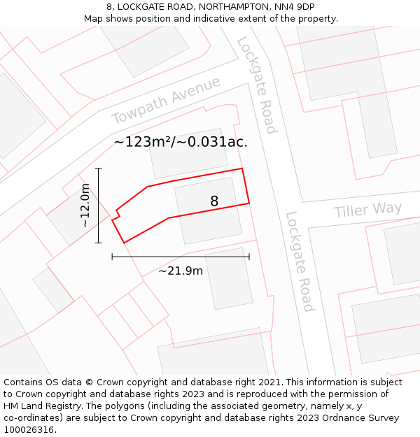 8, LOCKGATE ROAD, NORTHAMPTON, NN4 9DP: Plot and title map