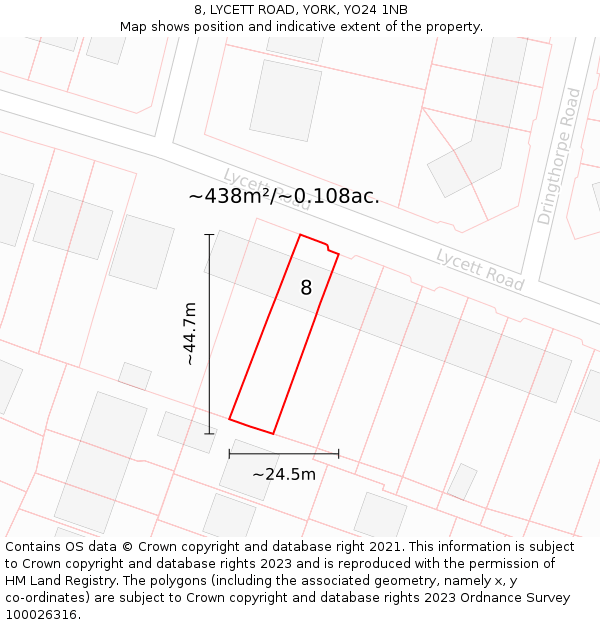 8, LYCETT ROAD, YORK, YO24 1NB: Plot and title map