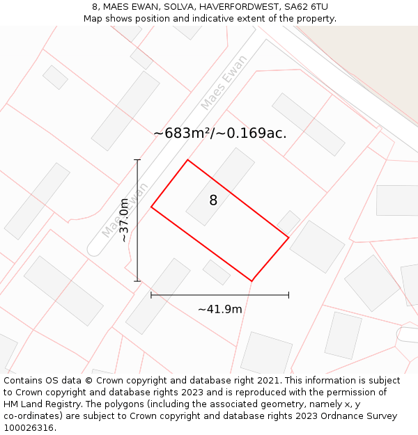 8, MAES EWAN, SOLVA, HAVERFORDWEST, SA62 6TU: Plot and title map