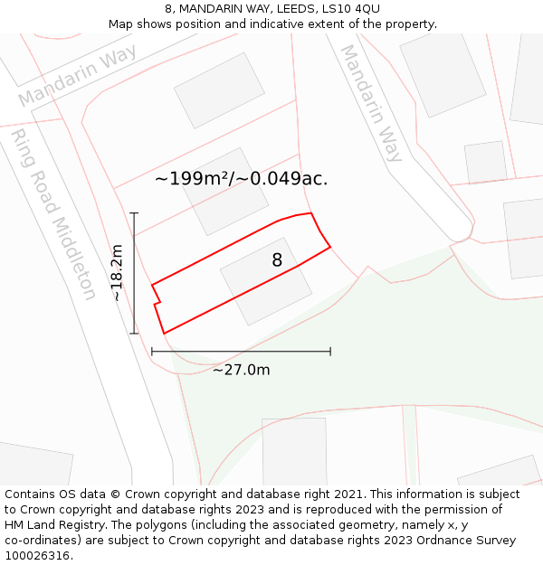 8, MANDARIN WAY, LEEDS, LS10 4QU: Plot and title map