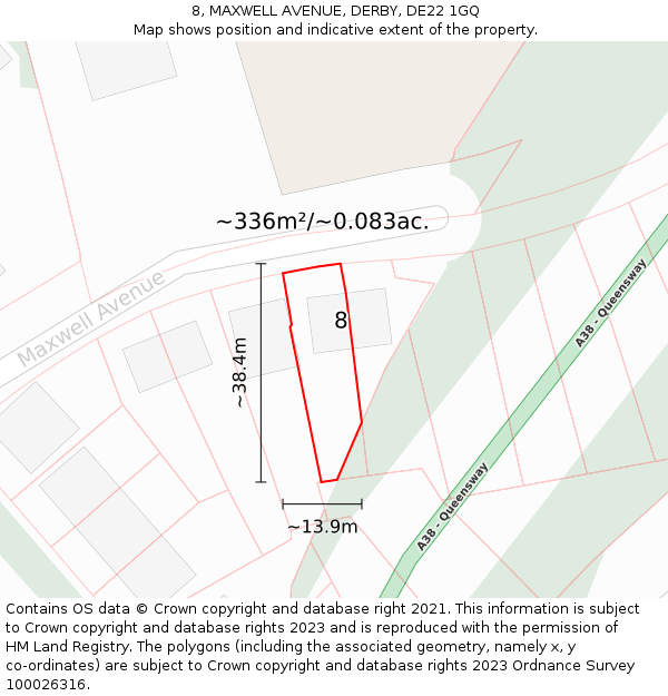 8, MAXWELL AVENUE, DERBY, DE22 1GQ: Plot and title map