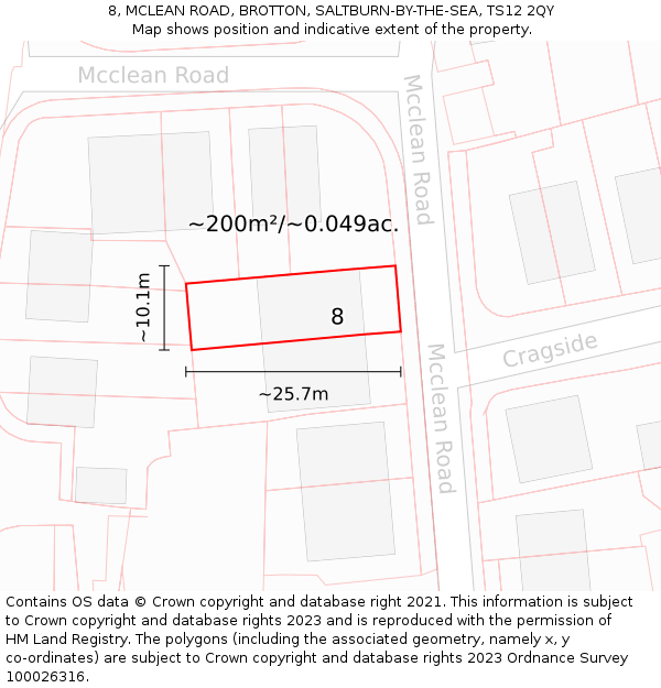 8, MCLEAN ROAD, BROTTON, SALTBURN-BY-THE-SEA, TS12 2QY: Plot and title map