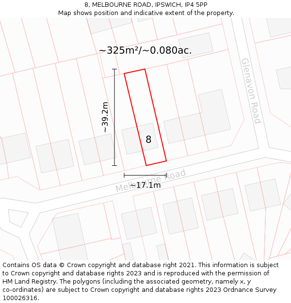 8, MELBOURNE ROAD, IPSWICH, IP4 5PP: Plot and title map