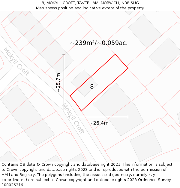 8, MOKYLL CROFT, TAVERHAM, NORWICH, NR8 6UG: Plot and title map