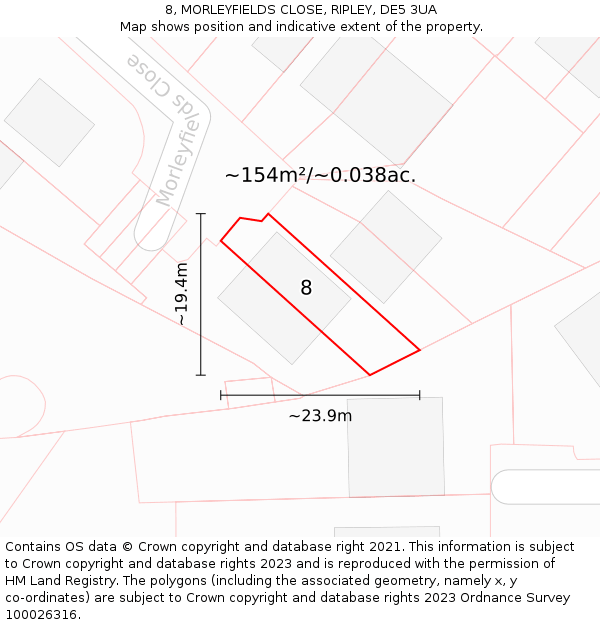 8, MORLEYFIELDS CLOSE, RIPLEY, DE5 3UA: Plot and title map