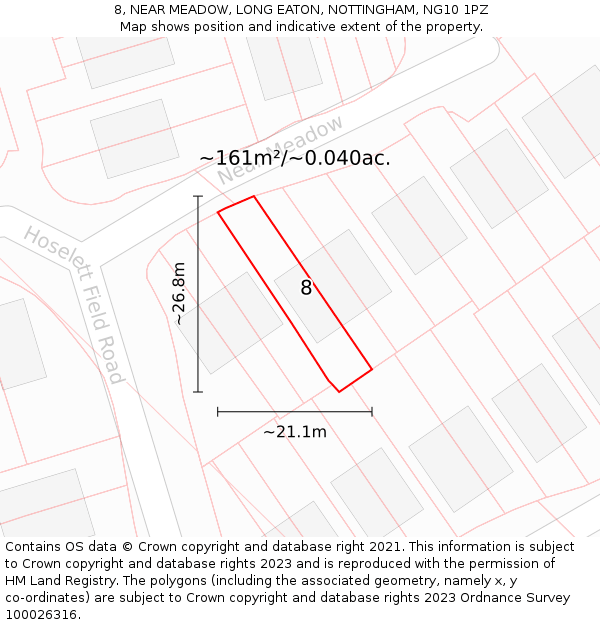 8, NEAR MEADOW, LONG EATON, NOTTINGHAM, NG10 1PZ: Plot and title map